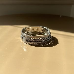 Antique sterling silver repousse cuff bracelet